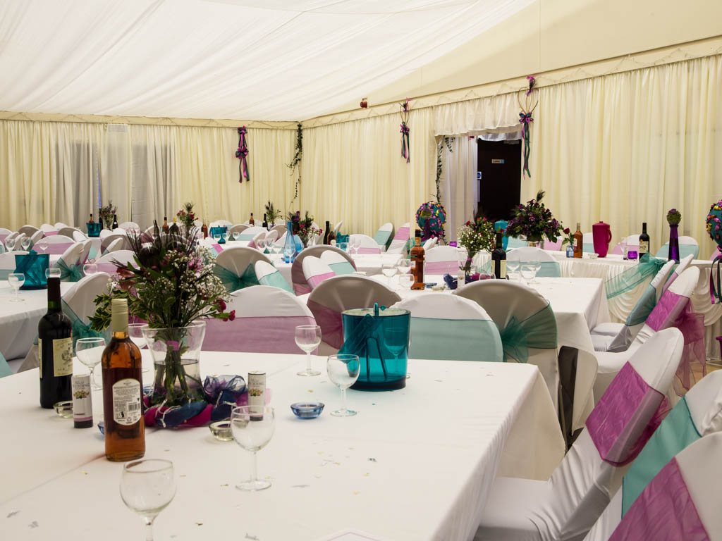 Hall Tables and Chairs with hired chair covers